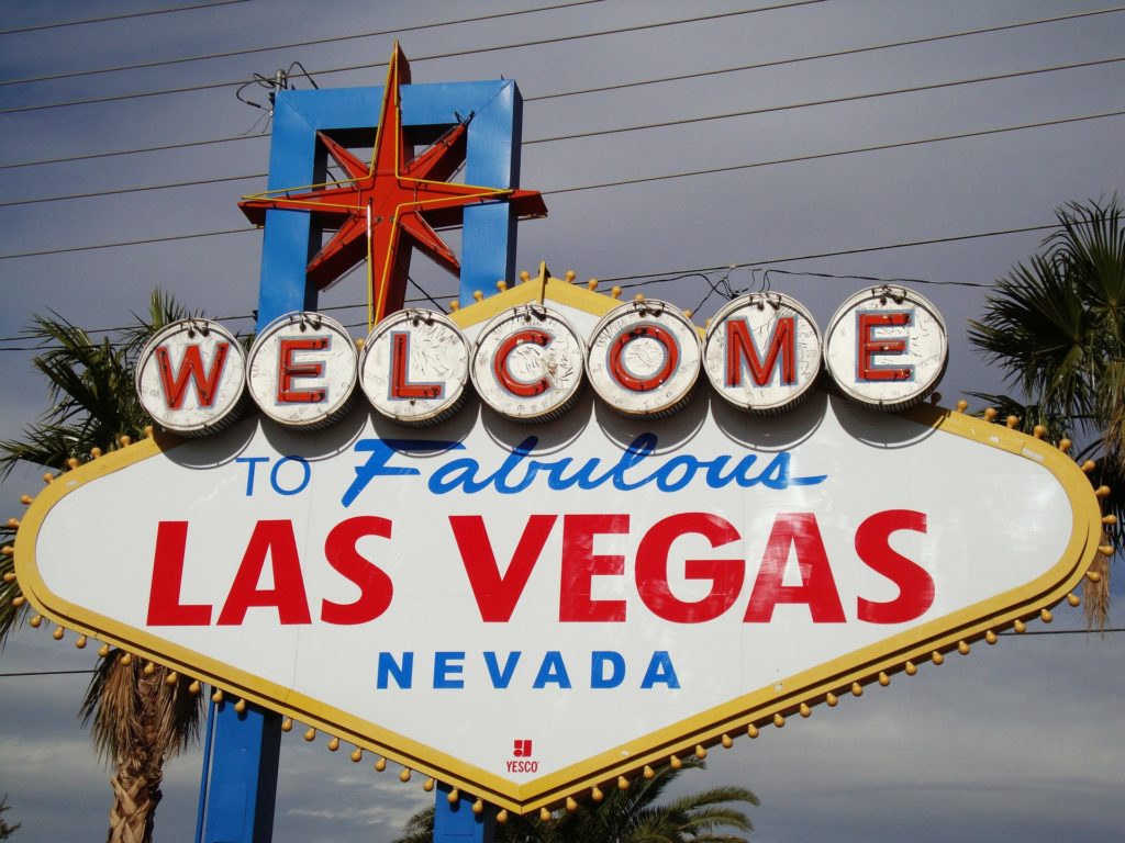 Las Vegas:  My First Time Flying As A Full-Time Wheelchair User - The famous Las Vegas welcome sign
