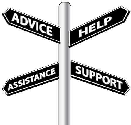 Signpost directing to Advice, Help, Assistance and Support